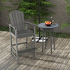 Gray 30-inch outdoor HDPE bar stool with armrests and footrest, perfect for pairing with a tall bar table.