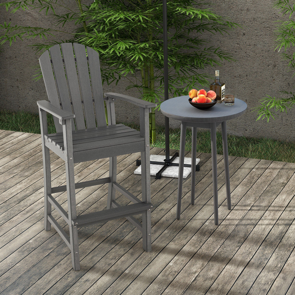 30 Inches Counter Height Outdoor HDPE Bar Stool with Armrests and Footrest-Gray - Gallery View 1 of 8