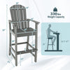 30-inch gray outdoor HDPE bar stool with armrests, footrest, and 330 lbs weight capacity, ideal for counter height.