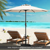 Beige outdoor market umbrella with crank handle and 8 sturdy ribs, ideal for beach or backyard relaxation.