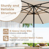 Outdoor heavy-duty market umbrella with beige polyester canopy and 8 sturdy ribs for superior stability and wind.