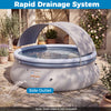 Outdoor inflatable pool with sunshade canopy, featuring a rapid drainage system and large capacity for summer fun.