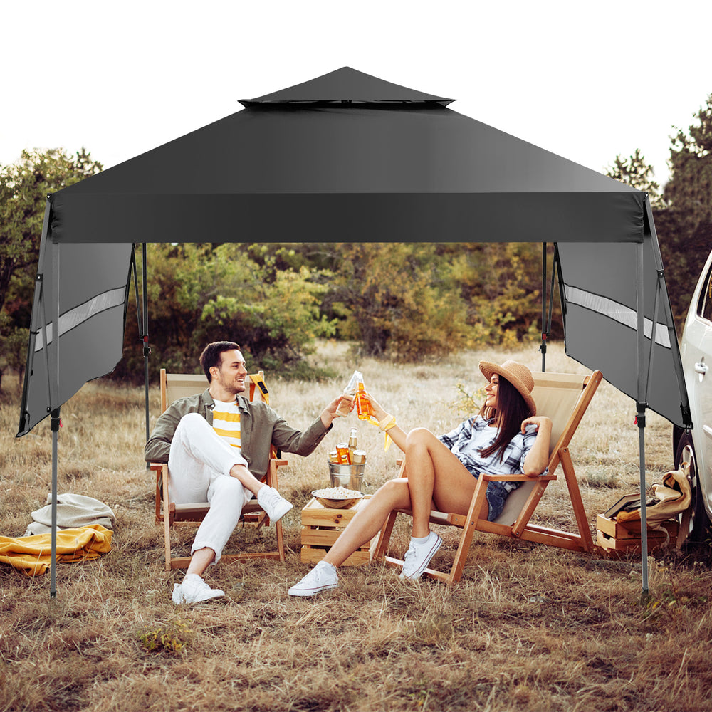 10 x 17.6 Feet Outdoor Instant Pop-up Canopy Tent with Dual Half Awnings-Black - Gallery View 1 of 8