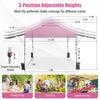 10 x 17.6 feet pink outdoor pop-up canopy tent with dual side awnings, adjustable height, ideal for family gatherings.