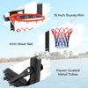 Close-up of the 15-inch sturdy rim and anti-wear net of the adjustable outdoor kids basketball hoop system.