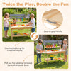 Outdoor mud kitchen playset for kids featuring a spacious tabletop, sink, and storage shelves for imaginative play.