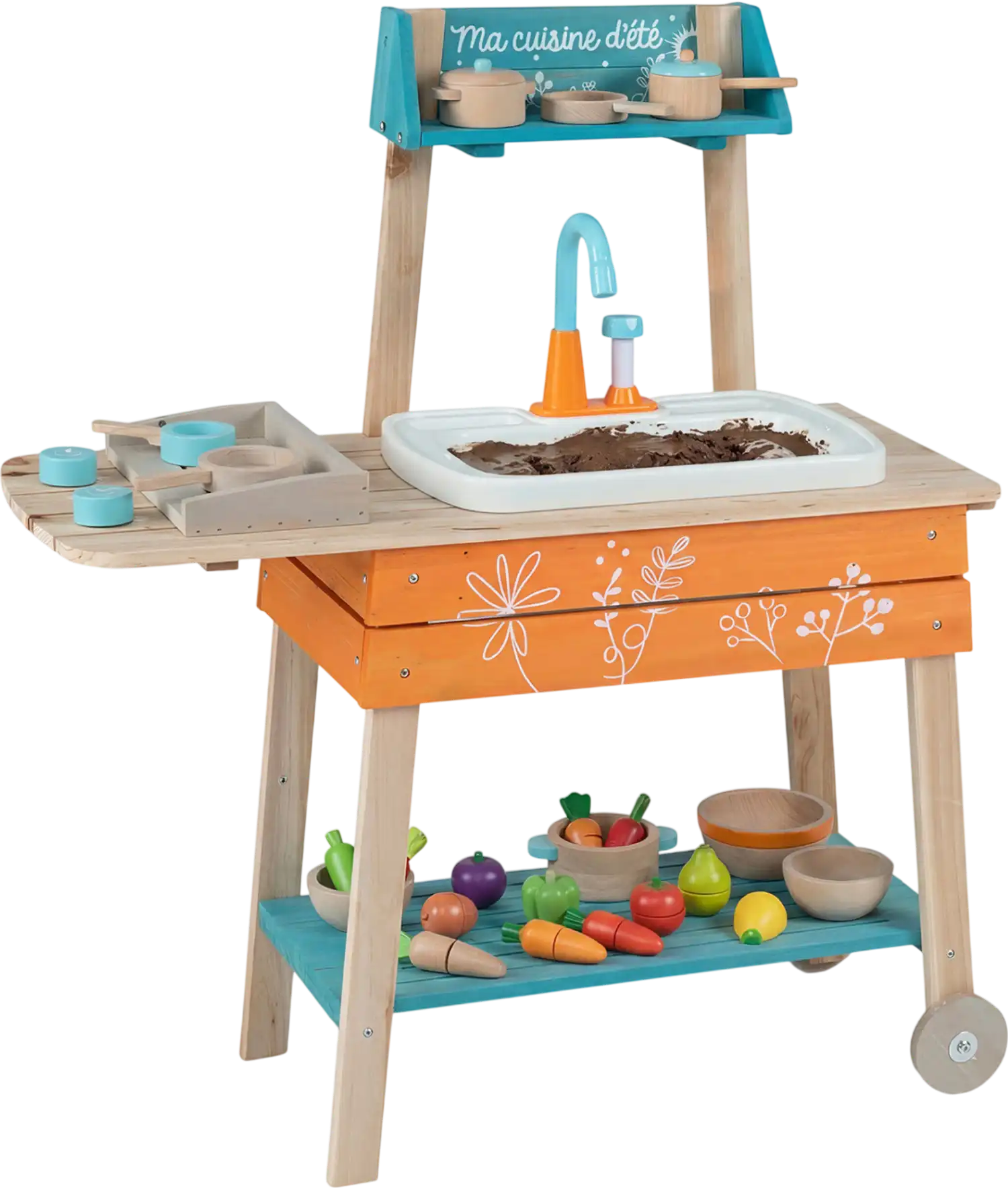 Costway Outdoor Kids Wooden Play Kitchen Set Removable Sink 32421100 New