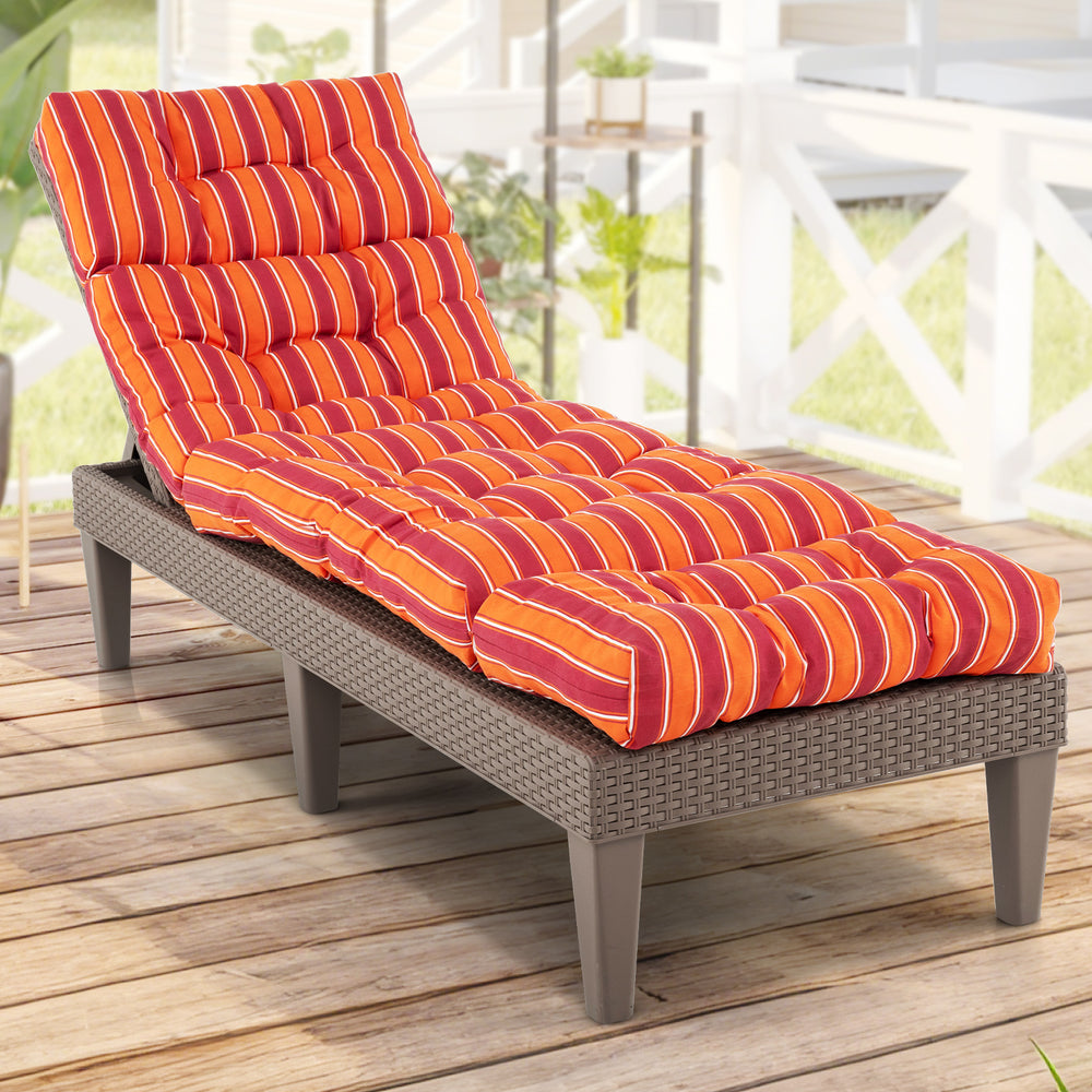 Outdoor Lounge Chaise Cushion with String Ties for Garden Poolside-Red - Gallery View 1 of 10
