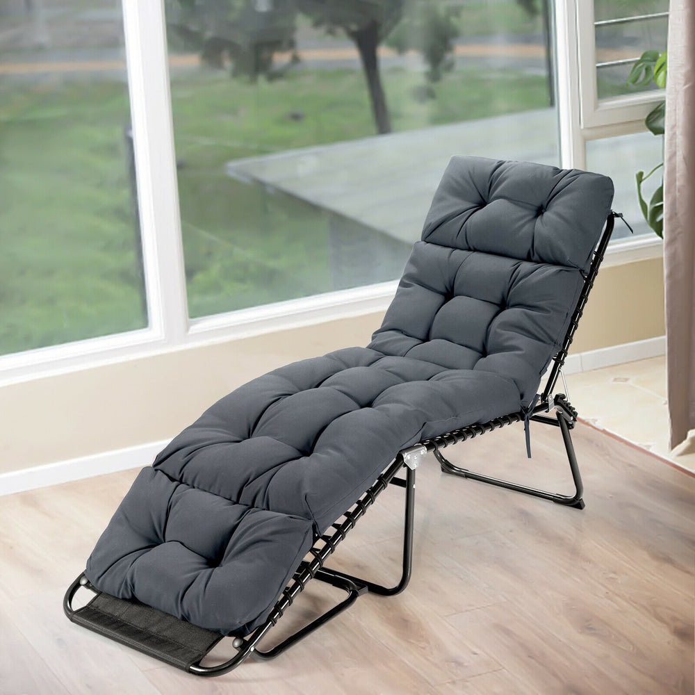 Outdoor Lounge Chaise Cushion with String Ties for Garden Poolside-Gray - Gallery View 1 of 12