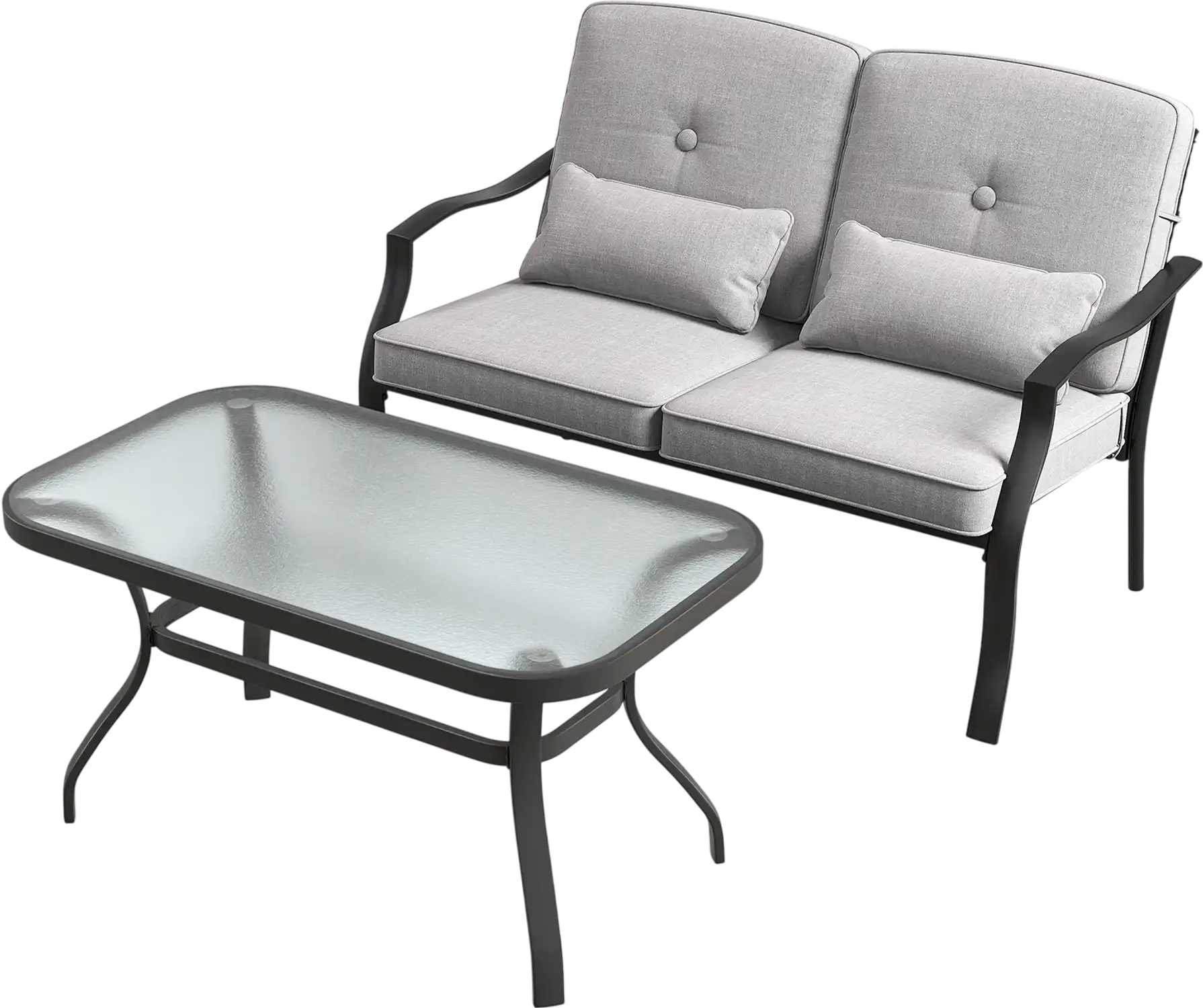 Costway Outdoor Loveseat Chair Set Coffee Table Seat Back Cushions 38792415 New