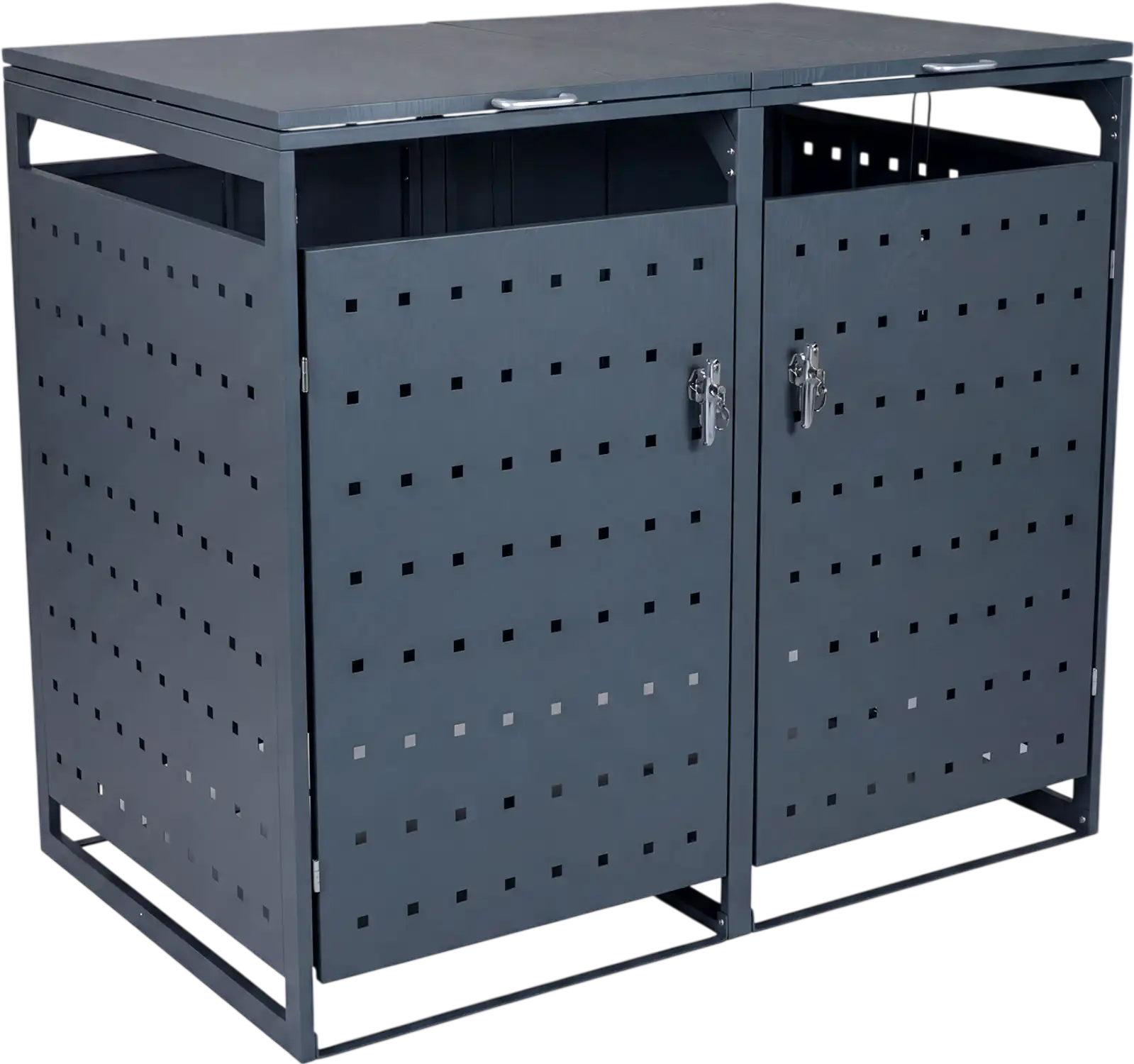 Costway Outdoor Metal Garbage Bin Storage Shed Double Trash Can Enclosure 12673473 New