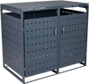Outdoor metal garbage bin storage shed for 2 trash cans in gray, featuring reinforced structure and wide-opening front.