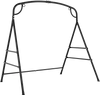 Outdoor metal swing stand in black, featuring a heavy-duty frame and 4 support bars for stable hanging options.