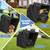 Outdoor motorcycle shelter in black, made of waterproof 600D Oxford fabric, versatile for bike or firewood storage.