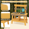 Outdoor mud kitchen for kids in yellow, featuring premium fir wood, sink, grill rack, and gardening tools for.