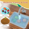 Realistic sink with rotatable faucet in the Outdoor Mud Kitchen for kids, perfect for water and mud play activities.