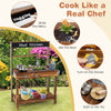 Chalkboard menu space on the Outdoor Mud Kitchen for kids, encouraging creativity and imaginative role-play outdoors.