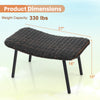 Brown outdoor ottoman footrest with sturdy metal legs, dimensions 27" x 16" x 15", suitable for patio and garden use.