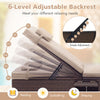 Outdoor PE rattan chaise lounge featuring a 6-position adjustable backrest and foldable side table for versatile relaxation.