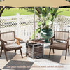 Square outdoor side table with PE rattan, 21.5" top, umbrella hole, perfect for patio or garden use.