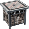 21.5 Inches Outdoor PE Rattan Side Table Square End Table with Umbrella Hole