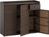 Outdoor PE Wicker Storage Cabinet with 3 Doors for Deck