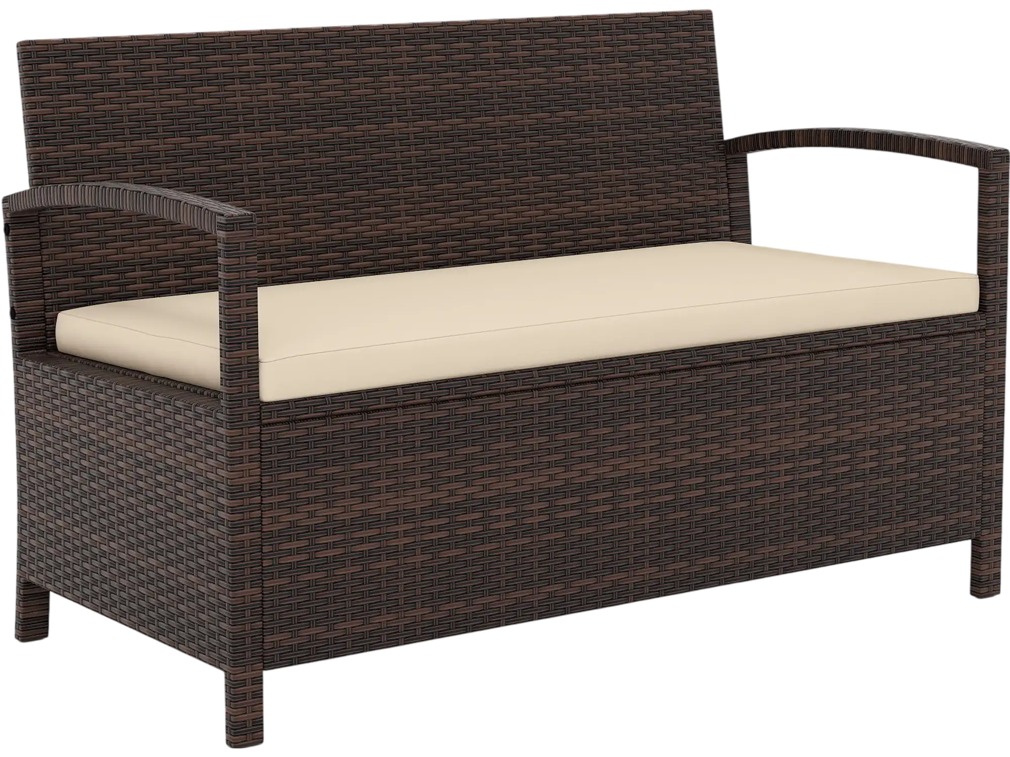 Costway Outdoor PE Wicker 2-Seater Storage Bench w/ Cushion 42 Gallon Deck Box 61023529 New