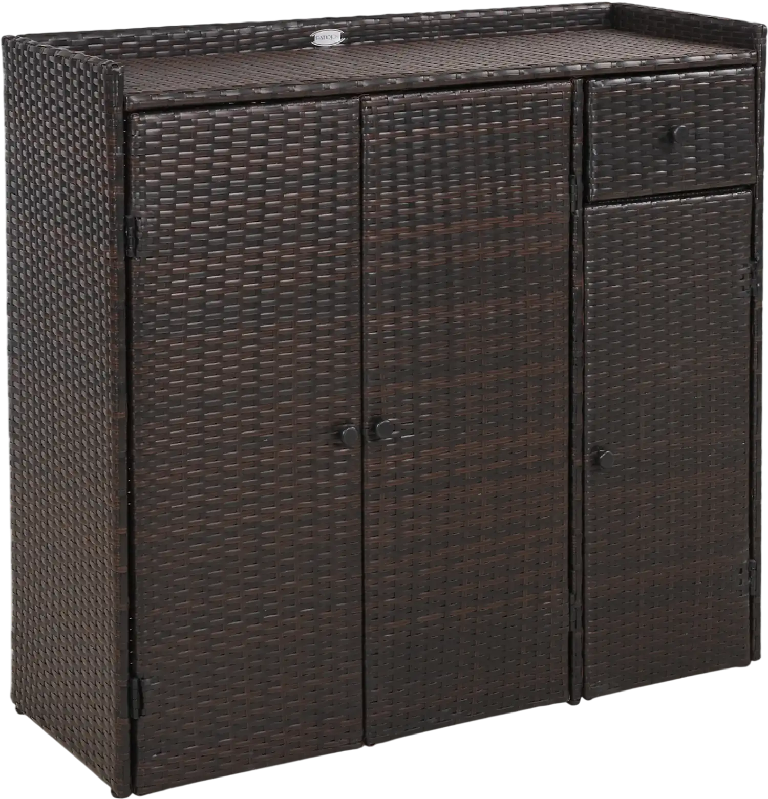 Costway Outdoor PE Wicker Storage Cabinet 3-Door Adjustable Shelves Drawer 84716287 New