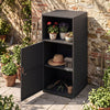Outdoor PE Wicker Storage Cabinet with Door and Open Compartment for Patio-Black - Gallery View 1 of 13