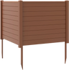 Brown outdoor PVC air conditioner fence with 20-inch stakes, designed for privacy and easy installation in gardens.