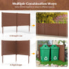 Brown outdoor PVC air conditioner fence shown in L shape, featuring 20-inch stakes for easy installation and privacy.