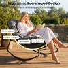 Outdoor Papasan rocking chair with thick gray cushion, featuring ergonomic design for back and lumbar support, perfect.