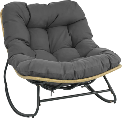 Costway Outdoor Papasan Rocking Chair Thick Cushioned Patio Seat 89421623 New