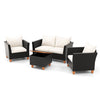 Modular Outdoor Paradise 7-Piece Patio Relaxation Set with cream cushions and hidden storage in the coffee table.