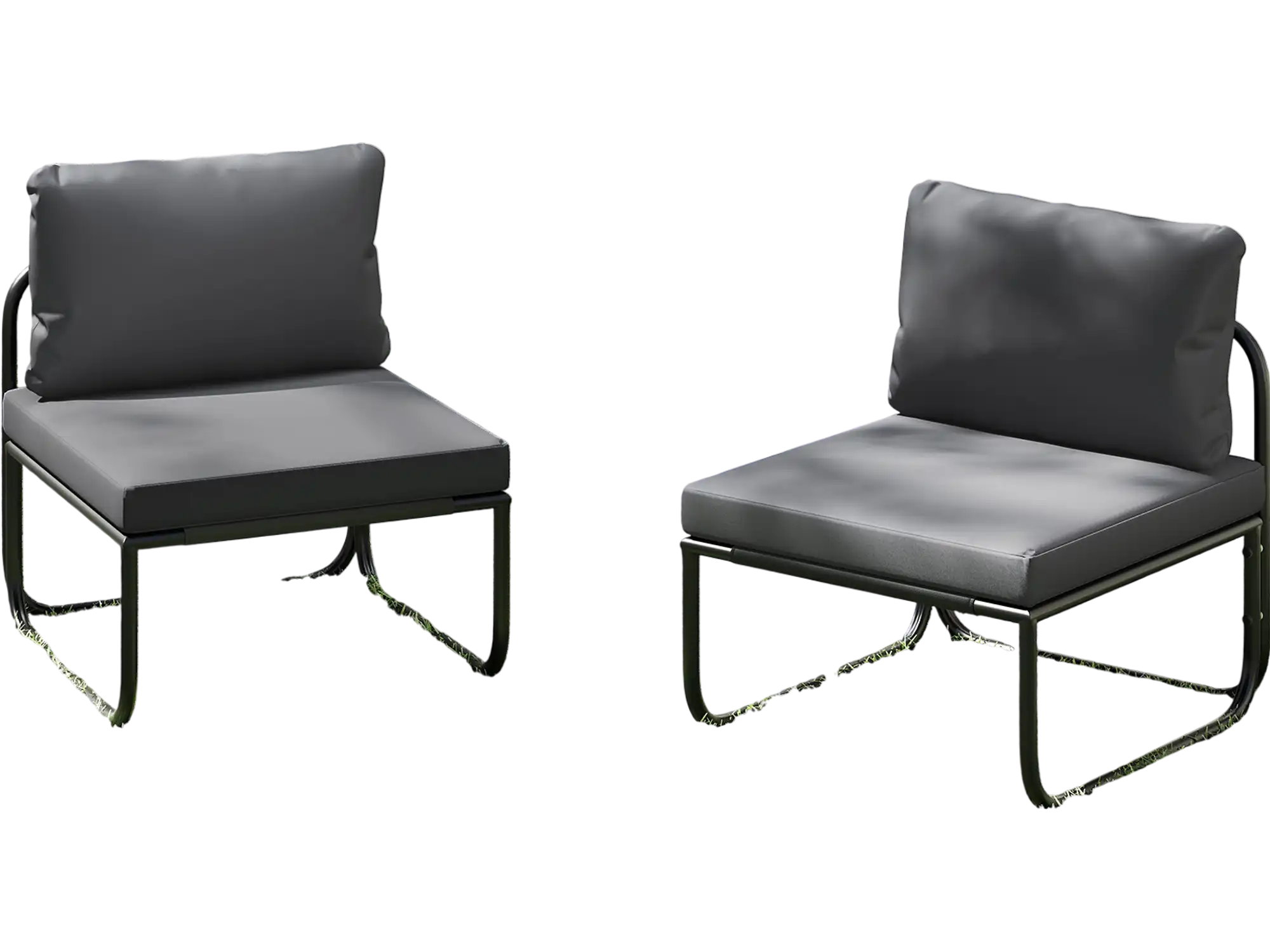Costway Outdoor Patio Chairs Set of 2 Removable Cushions Adjustable Foot Pads Gray 965814327 New