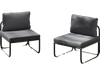 Gray outdoor patio chairs set of 2 with removable cushions and adjustable foot pads, perfect for outdoor relaxation.