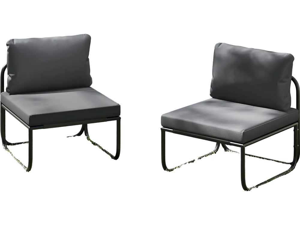 Gray outdoor patio chairs set of 2 with removable cushions and adjustable foot pads, perfect for outdoor relaxation.