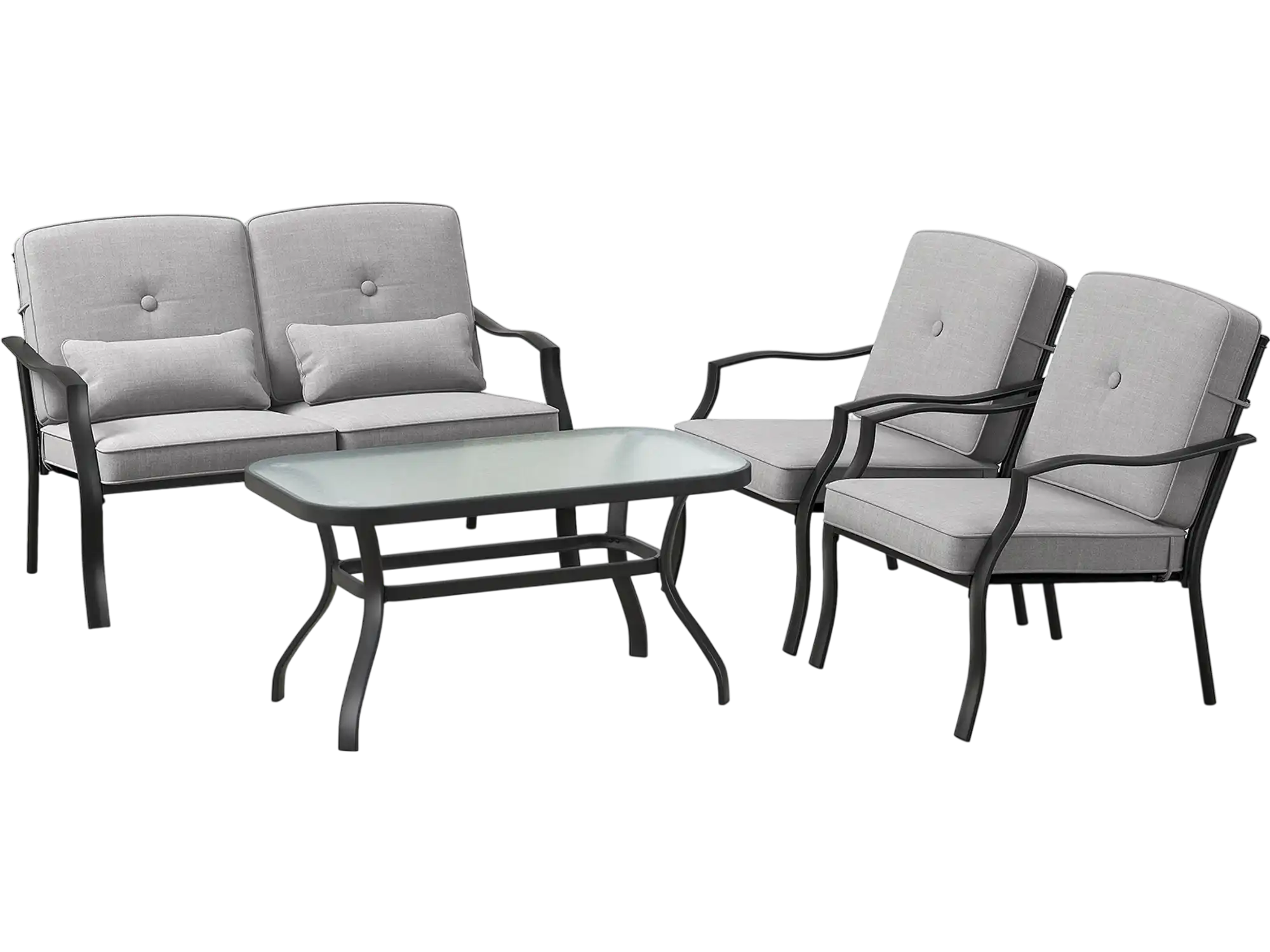 Costway 4-Pc Outdoor Patio Conversation Set Cushions Waist Pillows 62789314 New