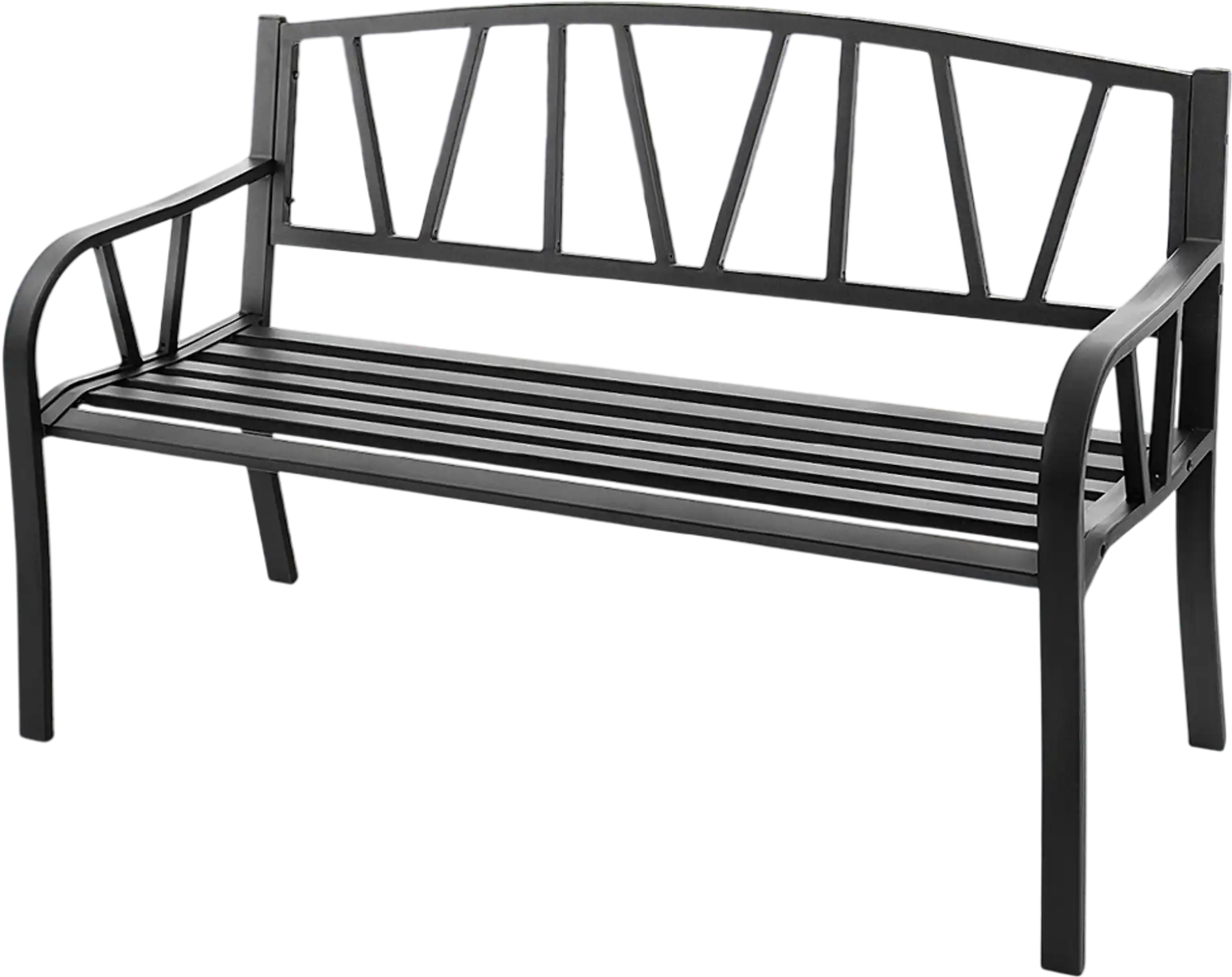 Costway Patio Garden Bench Metal Frame Slatted Seat Black 91352486 New