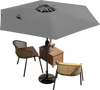 Gray 7.5 feet outdoor patio umbrella with push button tilt, featuring a sturdy structure and air vent for stability.