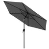 7.5 feet gray outdoor patio umbrella with push button tilt, featuring a sturdy structure and crank handle for easy use.