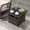 Outdoor Patio Rattan Wicker Steel Side Deck Table-Brown - Gallery View 1 of 10
