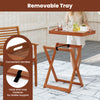 Outdoor patio solid wood tray table with removable top, featuring convenient handles and a foldable design for easy.