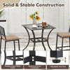 28.5-inch outdoor patio square table with rattan edging, featuring a glass top and powder-coated metal frame for.