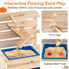 Detachable sandbox with funnel for flowing sand play, made of solid fir wood, designed for safe outdoor fun.