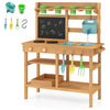 Outdoor play pretend kitchen with removable sinks, faucet, and chalkboard for creative cooking fun for children aged 3+.