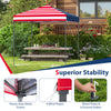 Outdoor pop-up canopy tent with multicolor design, heavy-duty metal frame, and UPF 50+ sun protection for gatherings.