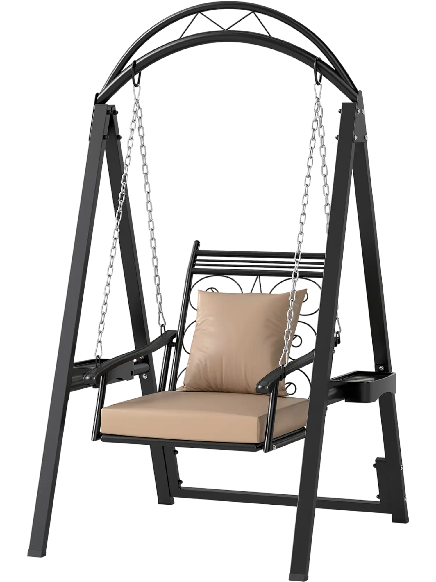 Costway Outdoor Porch Swing w/ Removable Cushions & Side Tables 13303219 New