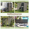 Gray outdoor privacy screen fence with slatted design for airflow, ideal for backyard, patio, or poolside use.