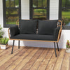 Outdoor Rattan 2-Seat Chair with Seat Back Cushions and Heavy-Duty Metal Legs-Black - Gallery View 1 of 9